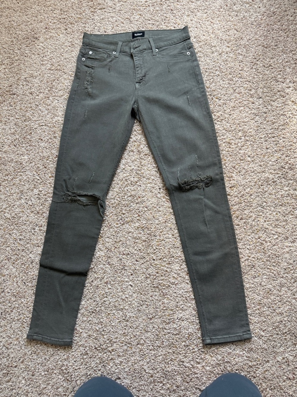 Hudson Jeans Olive Green Distressed Skinny Jeans